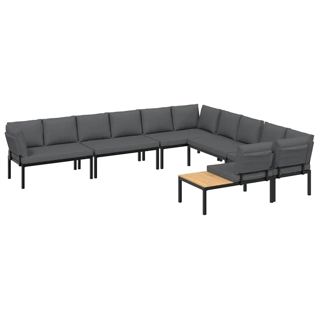 Set Divani da Giardino 6 pz con Cuscini Nero in Alluminio 3283690