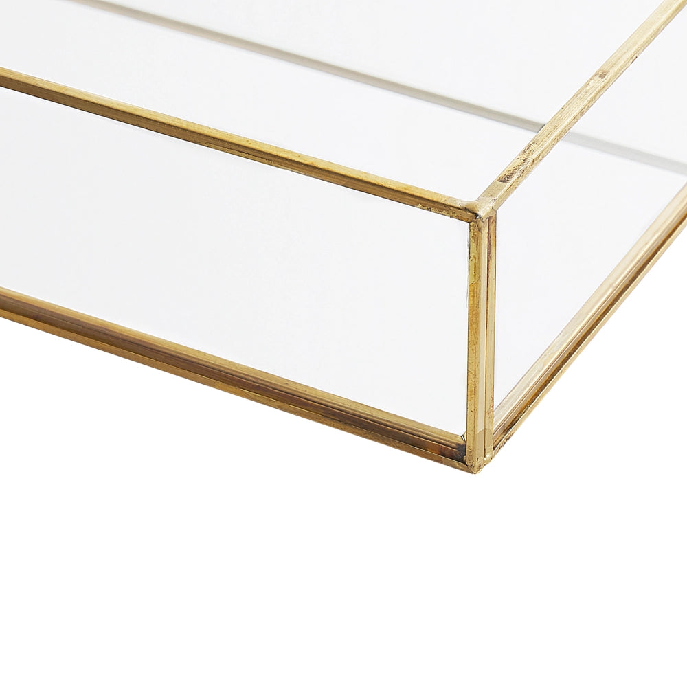 Vassoio Decorativo Metallo Dorato e Vetro Rettangolare 30 x 20 cm Candele per Gioielli Vassoio Cocktail
