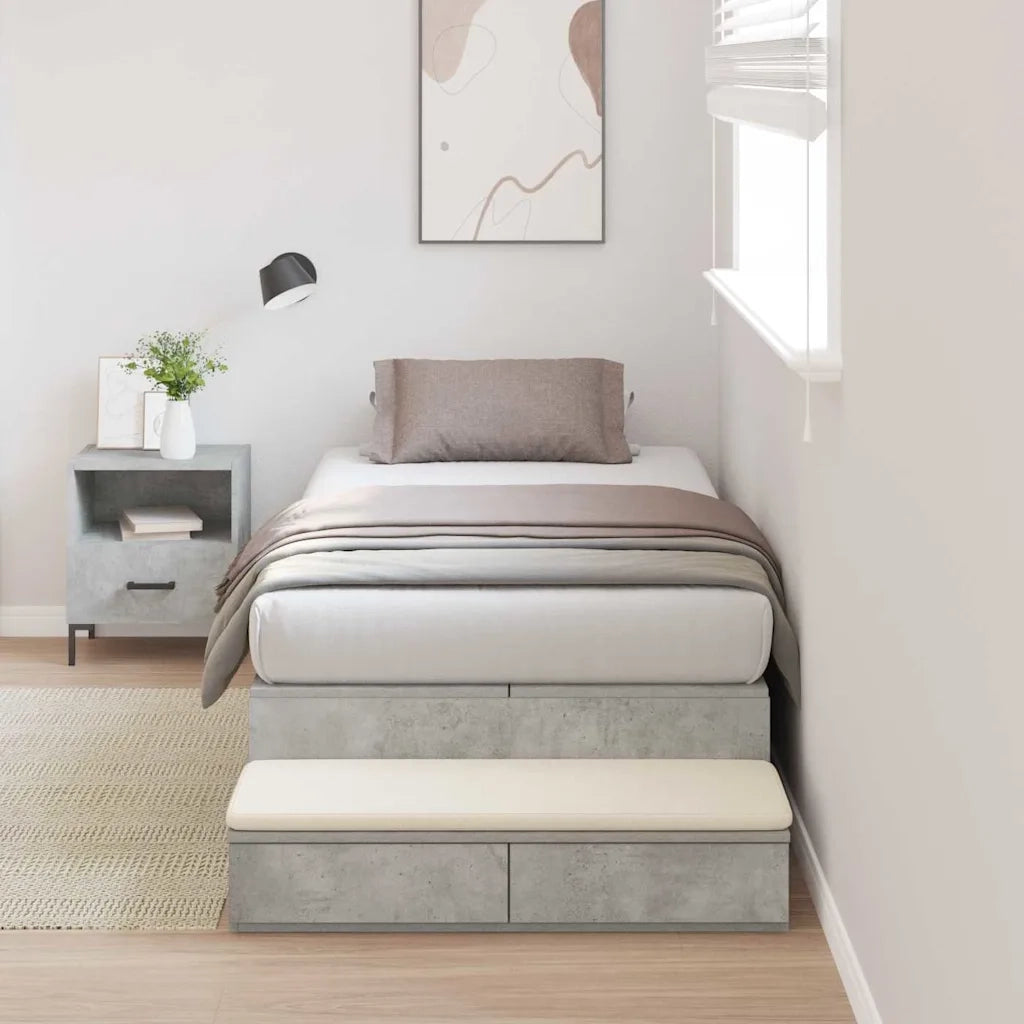 Struttura letto con contenitore con porta Grigio cemento 90 cm 3335608