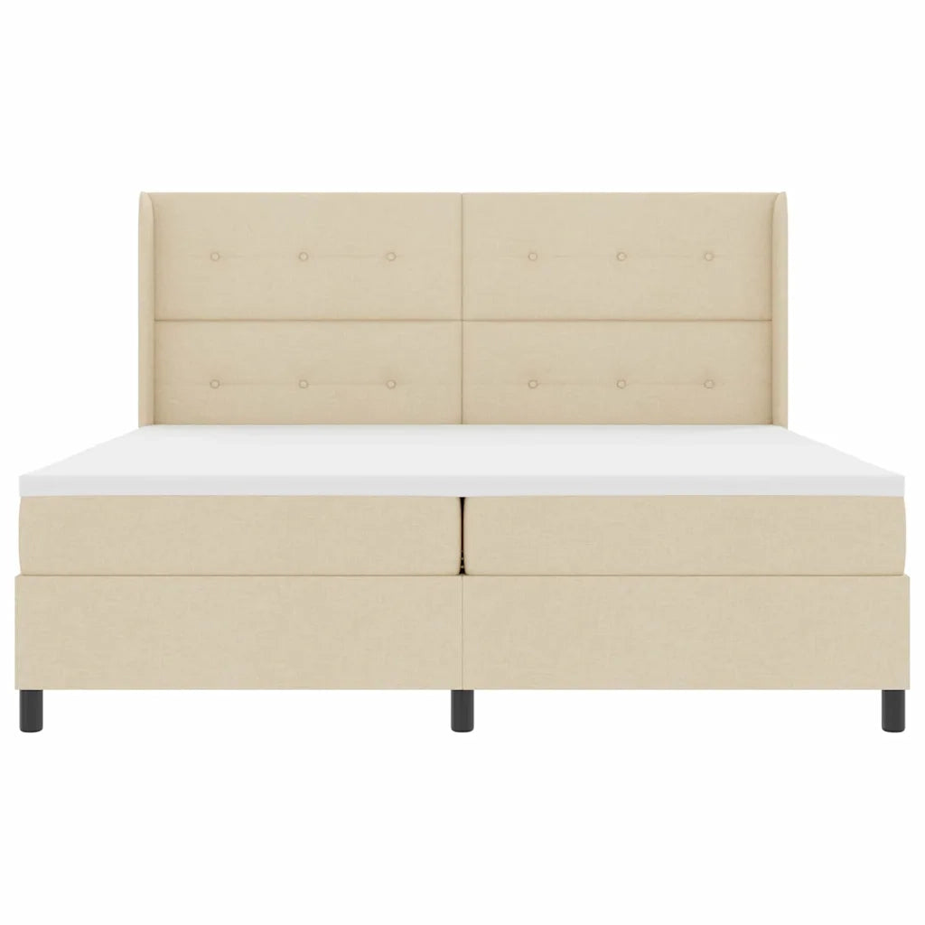 Letto a molle con materasso Crema 200 x 200 cm Tessuto