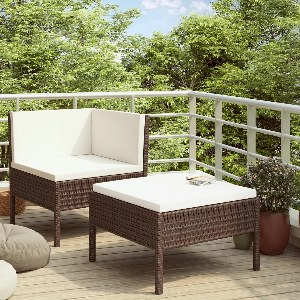 Set Divani da Giardino 2 pz | Set Salotto da Giardino con Cuscini in Polyrattan Marrone
