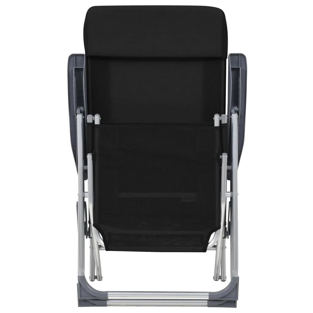 Sedie Campeggio Pieghevoli con Poggiapiedi 2pz Nero Textilene 360146