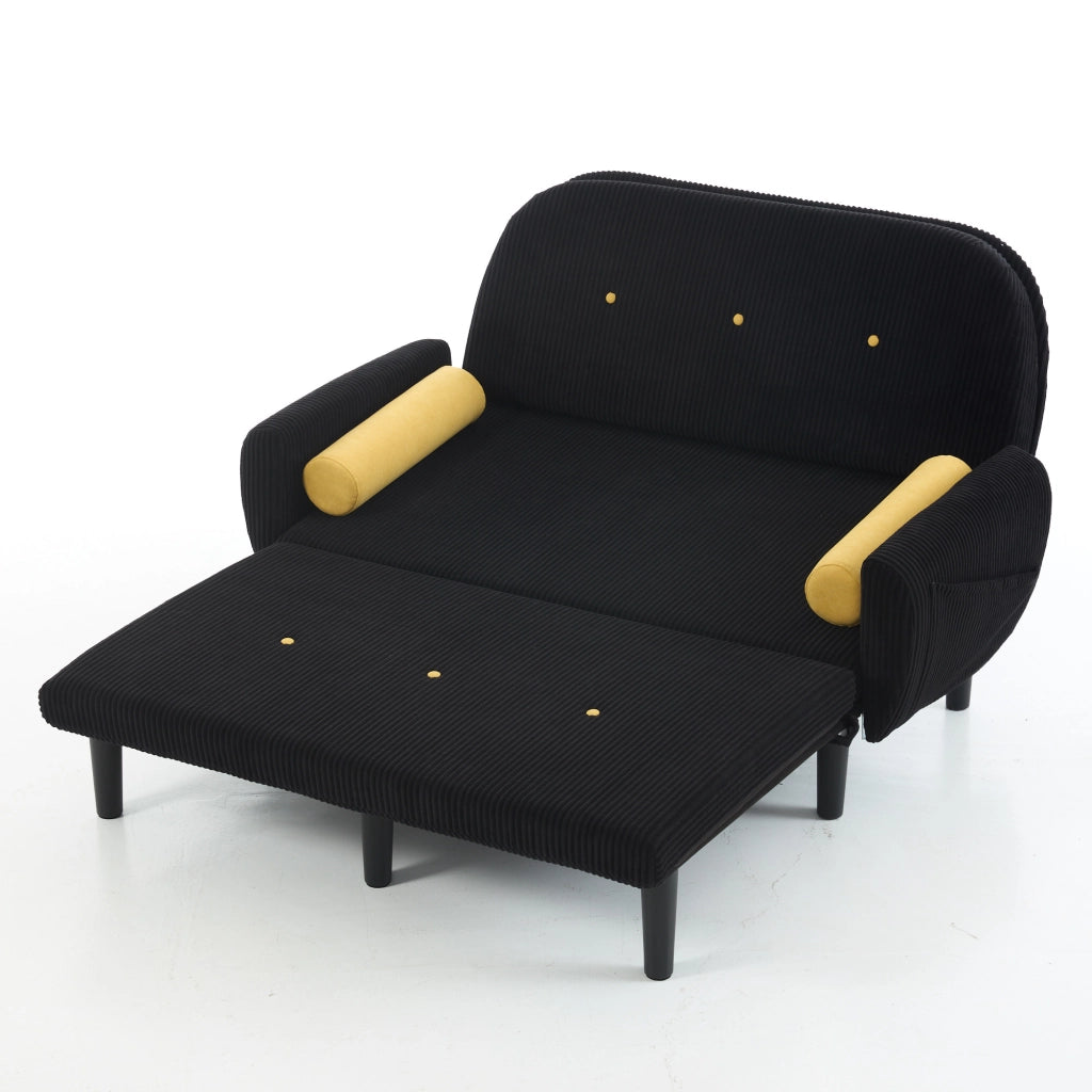 Divano Loveseat con Vano Contenitore ¨C MINIMAL ¨C Nero, Tessuto a Coste