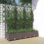 Fioriera da giardino con traliccio-Vaso da Esterno-Vaso con Griglia marrone 120x40x121,5 cm PP
