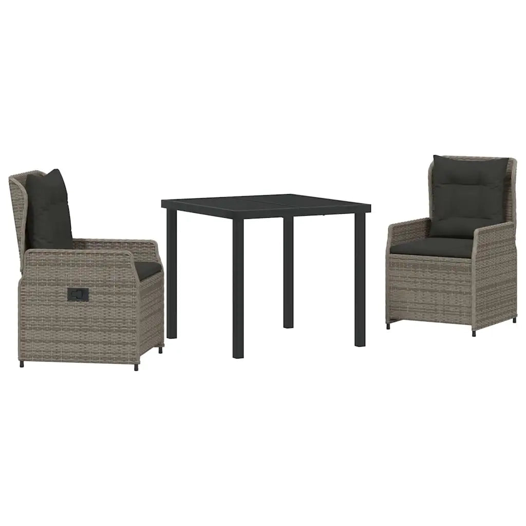 Set da Pranzo per Giardino 3 pcs Grigio polyrattan 3380953