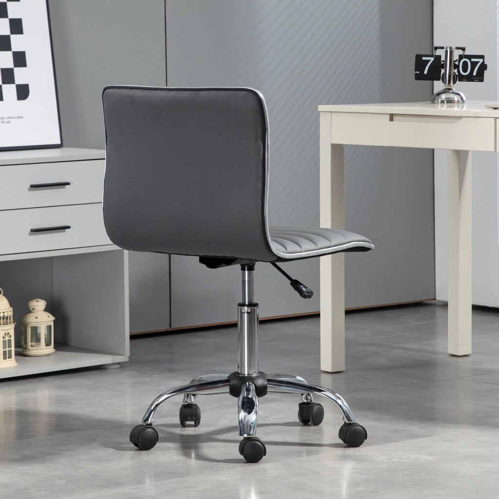Sedia Poltrona Operativa da Ufficio Ergonomica con Altezza Regolabile in Pelle PU Grigio Scuro