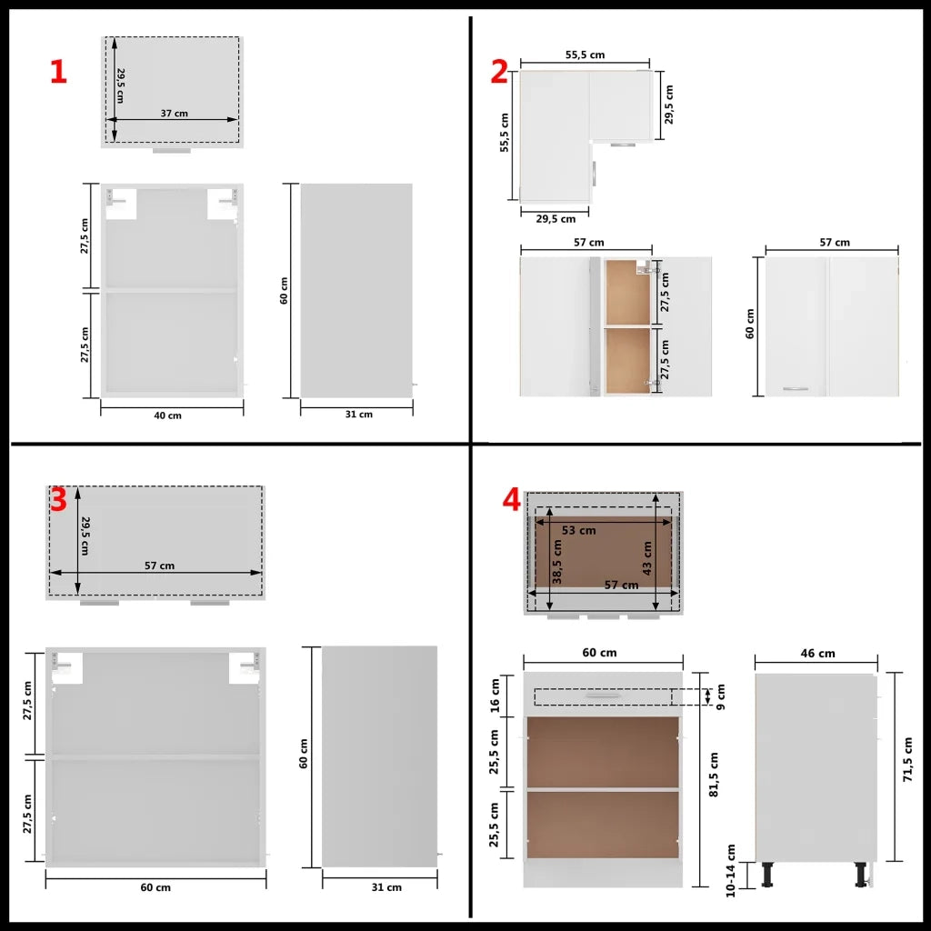 Set Armadi da Cucina 11 pz Lyon Bianco in Truciolato 3067665