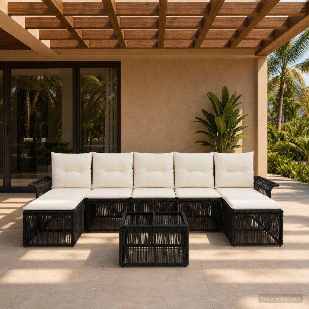Set Divano da Giardino 8 pz Nero polyrattan 3434917