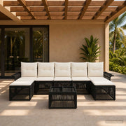 Set Divano da Giardino 8 pz Nero polyrattan 3434917