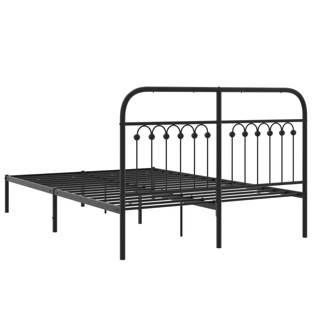 Giroletto con Testiera-Struttura Letto con testiera in Metallo Nero 140x200 cm 677184