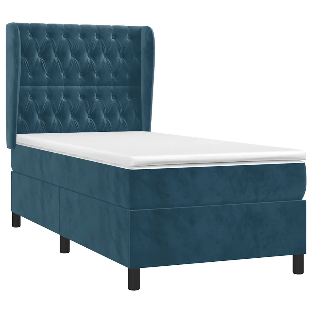 Giroletto a Molle con Materasso Blu Scuro 90x190 cm in Velluto 3129367