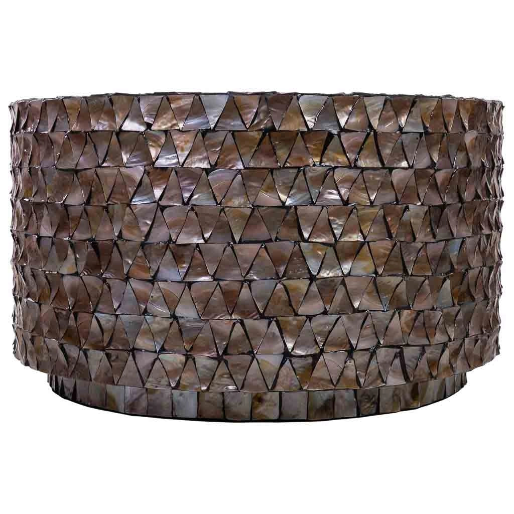 Tavolo da caffè in legno e madreperla marrone d77x43/5h cm