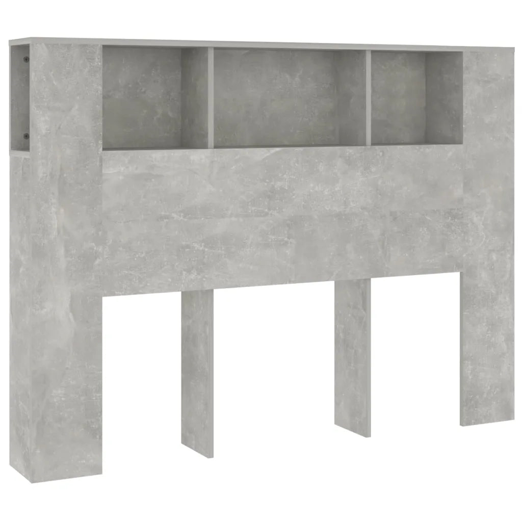 Testiera con Scomparti-Testata con Ripiani Grigio Cemento 140x18,5x104,5 cm
