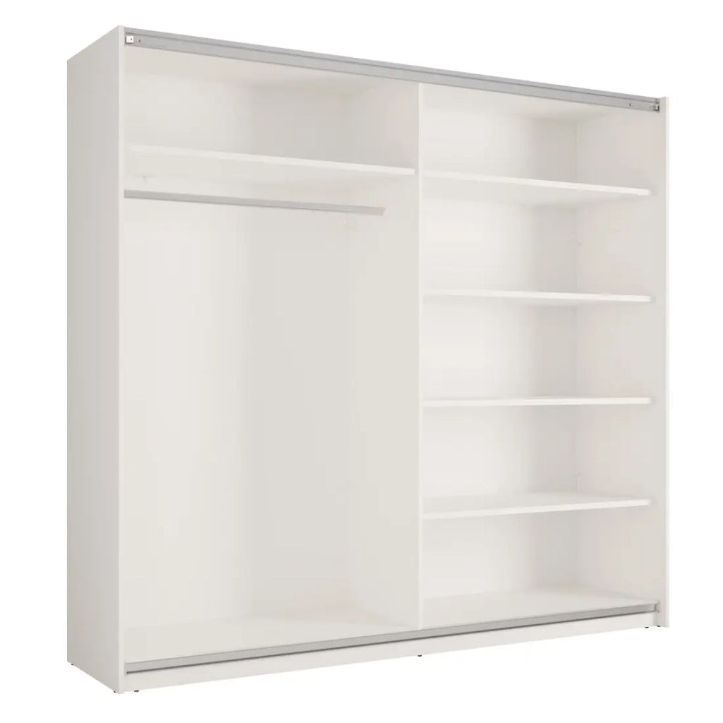 Armadio VENEZIA con cabina armadio aperta LED e specchi bianco opaco 221 cm