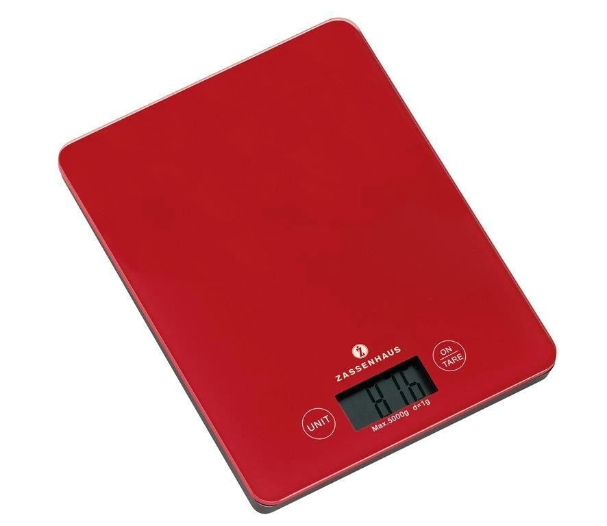 Zassenhaus 073218 Balance Bilancia da cucina elettronica 5 Kg 1 g Display LCD colore Rosso