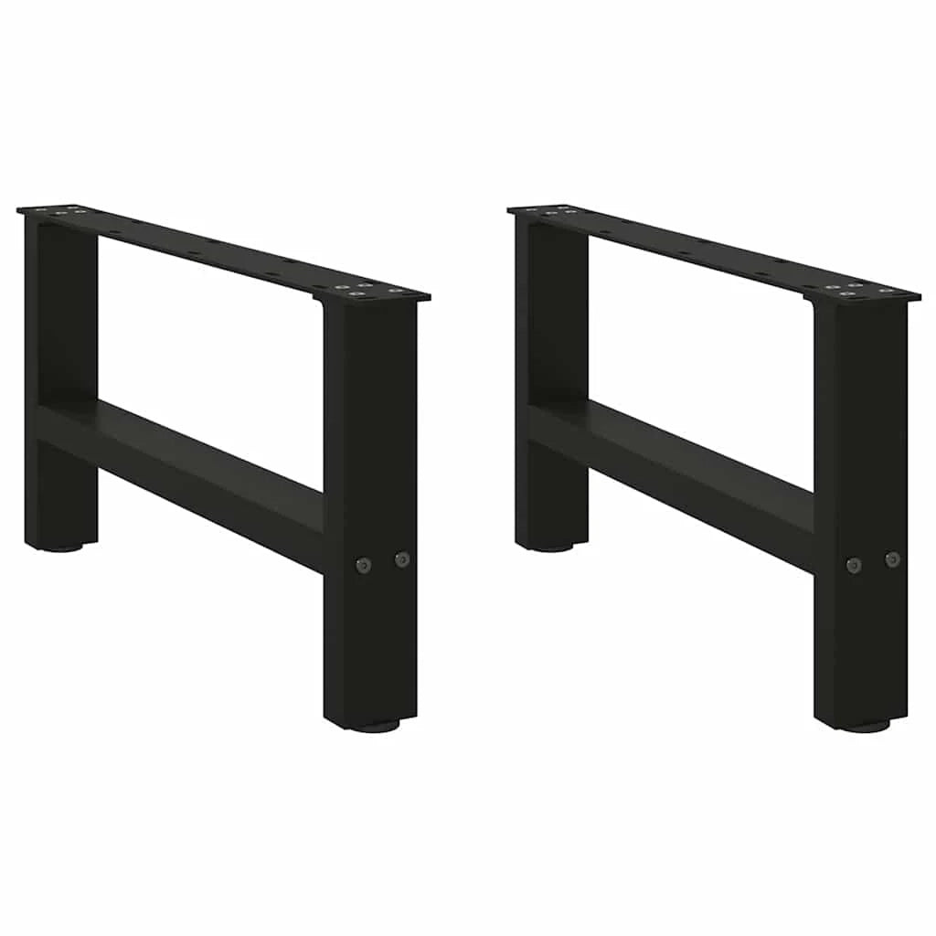 Set di 2 gambe per tavolino da caffè quadrate robuste e dal design moderno 60 x 30 cm con piedini livellatori in acciaio nero 02_0057504
