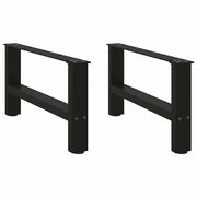 Set di 2 gambe per tavolino da caffè quadrate robuste e dal design moderno 60 x 30 cm con piedini livellatori in acciaio nero 02_0057504