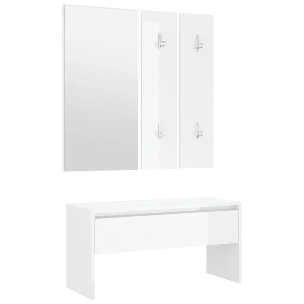 Set di mobili da ingresso in legno ingegnerizzato bianco lucido 02_0010856