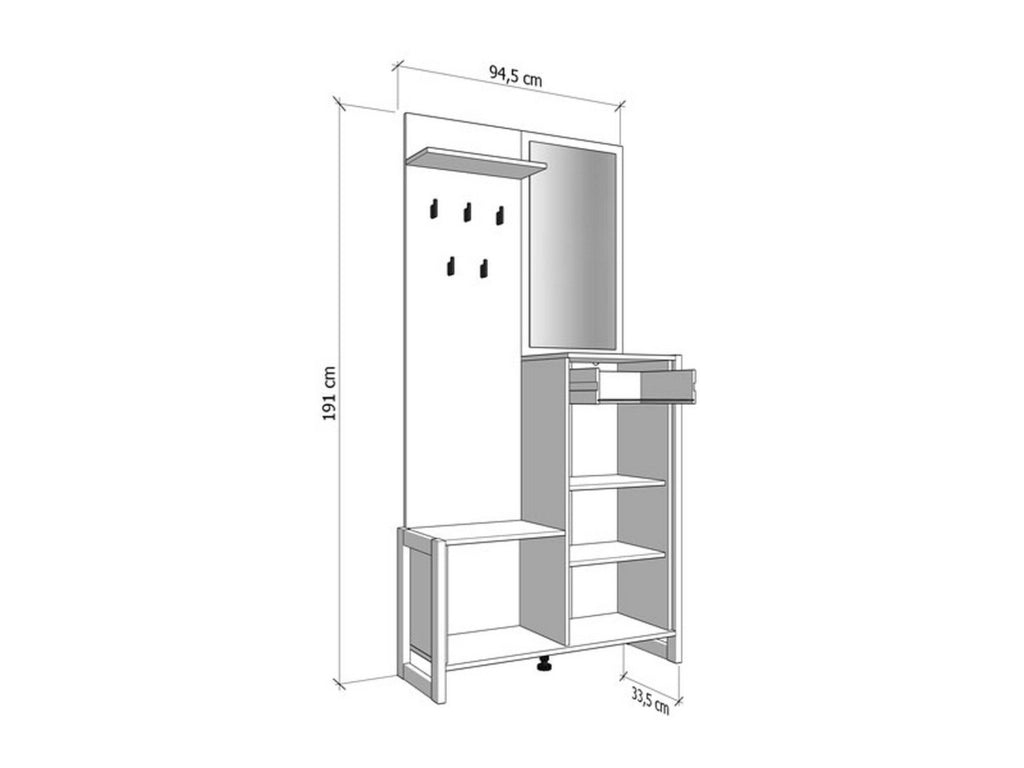 Corbetta, Mobile da Ingresso Specchio Incluso, 94.5x33.5x191h cm Marrone Rovere Nodi