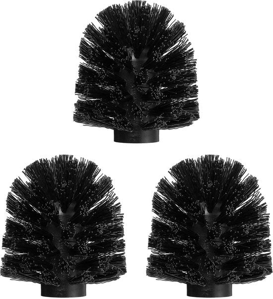 Set di 3 testine di sostituzione per il water WC in plastica 12 mm, testina di pulizia per il water WC, sostituzione testina di pulizia per il water WC, testina di sostituzione per il water WC in plastica, colore nero