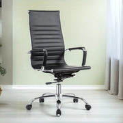 Poltrona ufficio in PVC nero con base cromata CR552H – Eleganza dirigenziale e Comfort dinamico