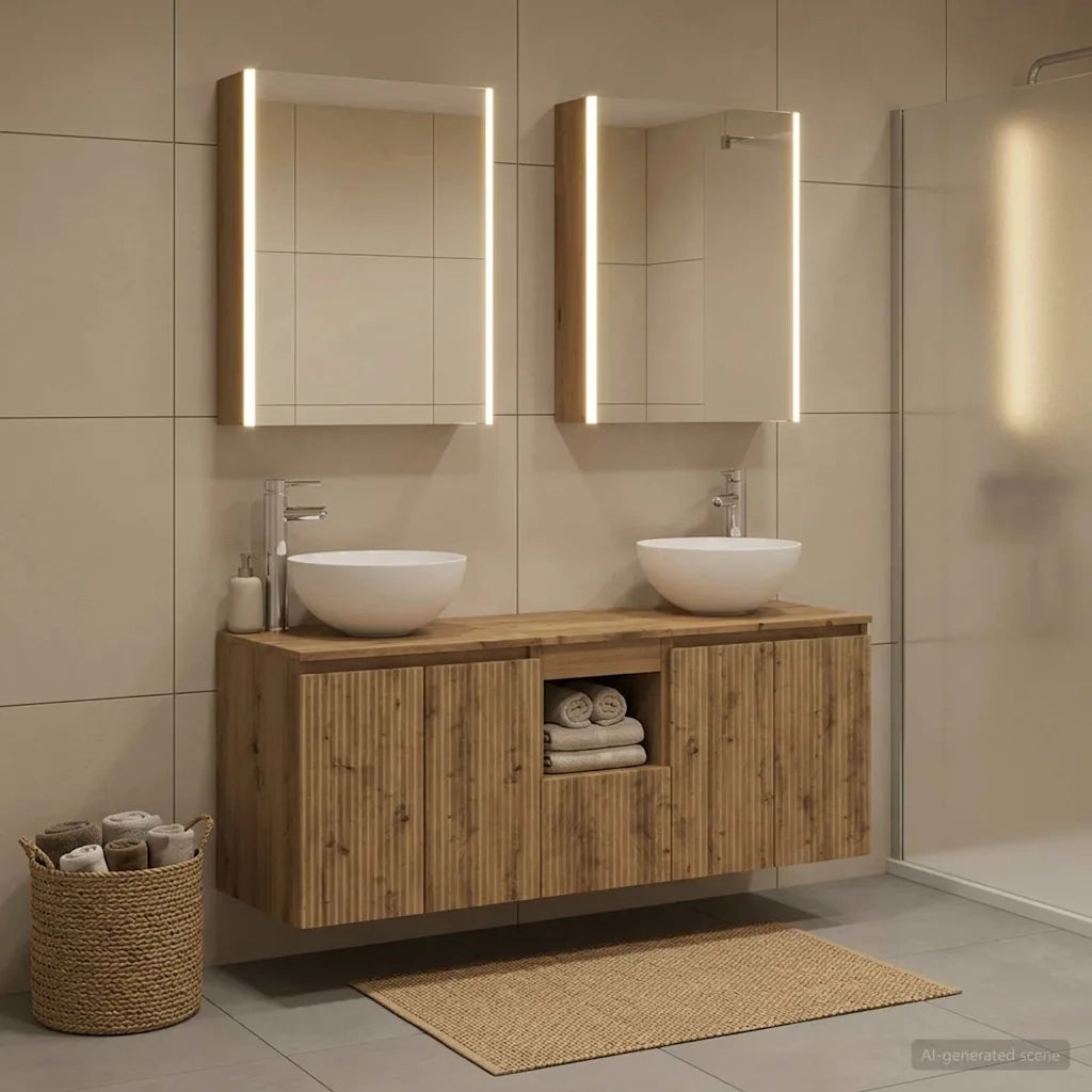 Set di Armadi da Bagno 5 pcs Rovere Artigianale 3406374