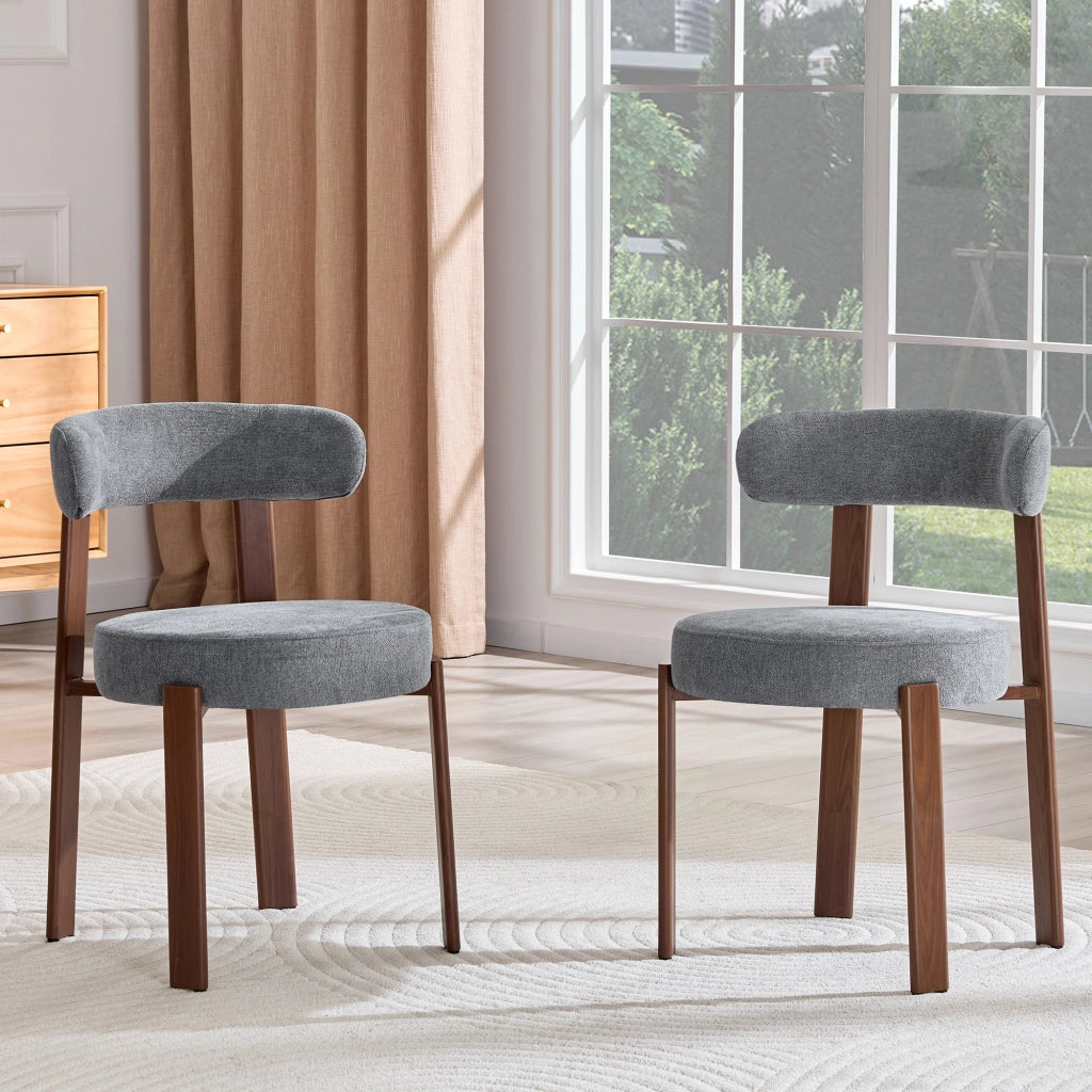 Sedia da pranzo imbottita con schienale ergonomico, in lino, Grigio, 57 × 51.5 × 79 cm