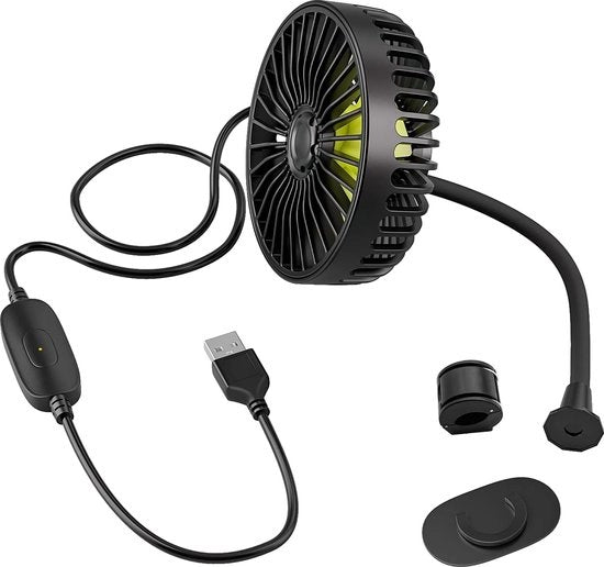 Ventilatore di raffreddamento USB - 5V 1A mini portatile ventilatore per auto con clip per scrivania e tavolo di raffreddamento, rotazione 360° e 3 velocità per auto, sedile posteriore, cruscotto e stanza