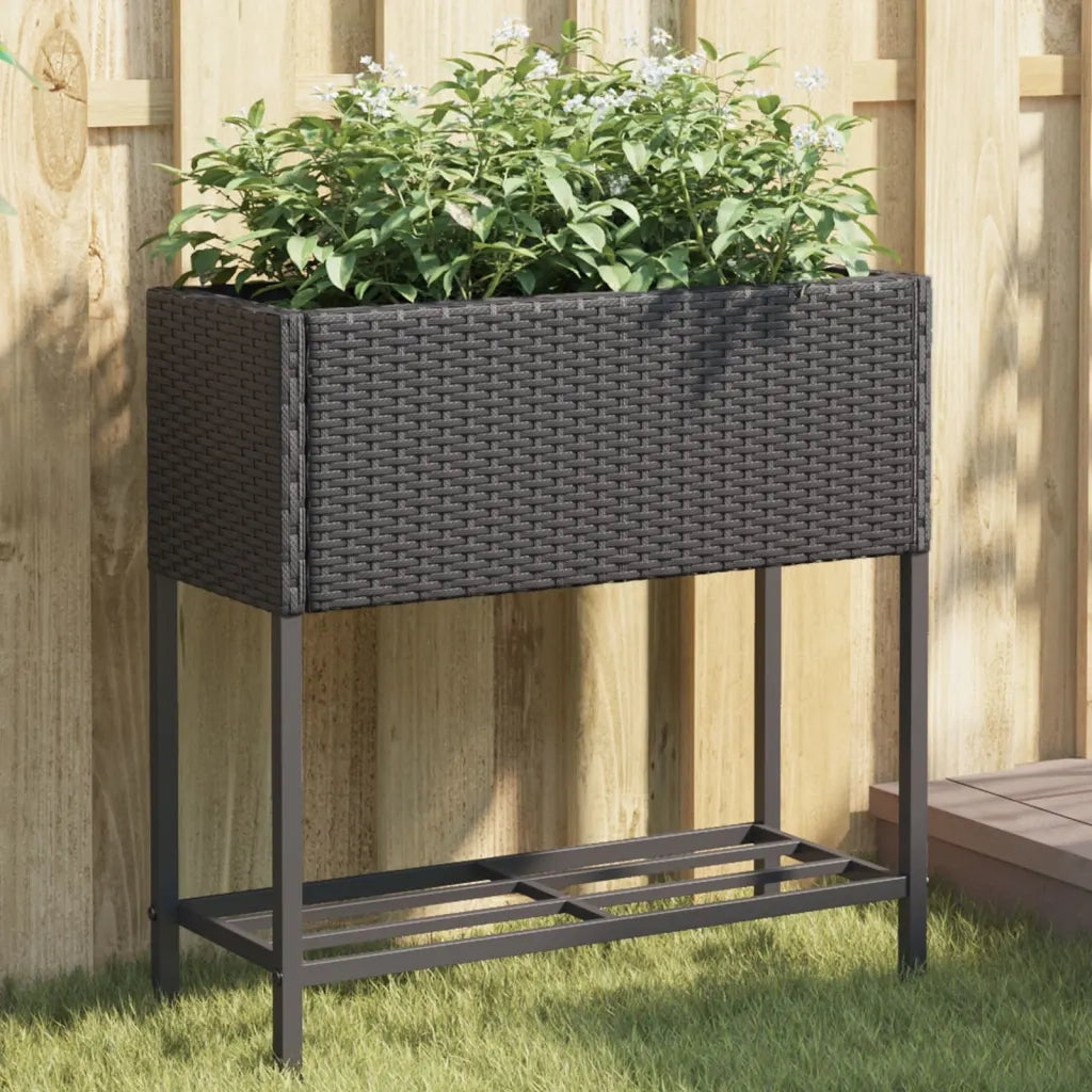 2 pz Fioriere | Cassetta per fiori | Vaso da Giardino con Ripiani Nere 70x28x70cm Polyrattan