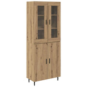 Credenza 2 pz | Madia | Buffet da pranzo | Armadio da pranzo Rovere artigianale Legno Stratificato e Vetro