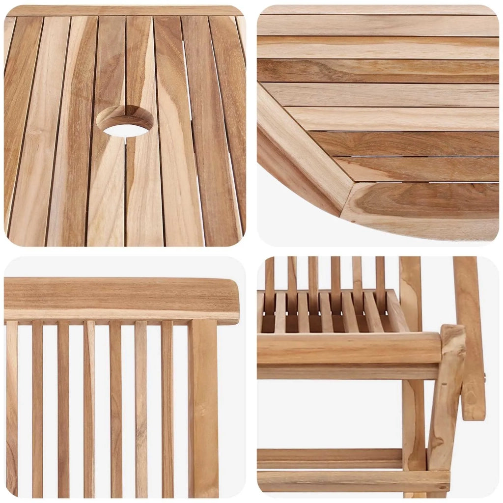 Set di Mobili da Giardino 9 pz Naturale Legno di teak solido 3418865