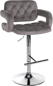 Sgabello da bar in velluto Dublin grigio,Metallo in look cromato
