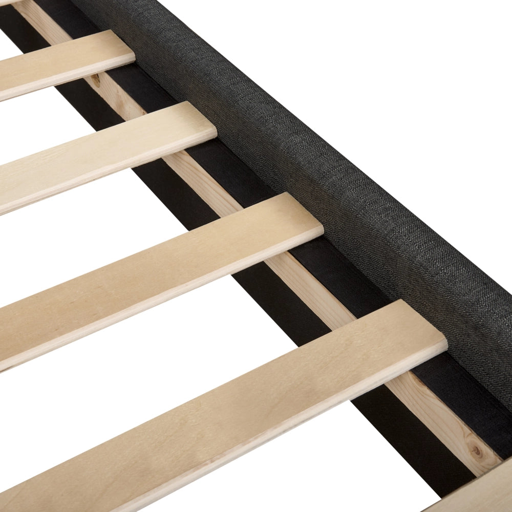 Letto imbottito tessuto grigio scuro rete a doghe testiera trapuntata 140 x 200 cm