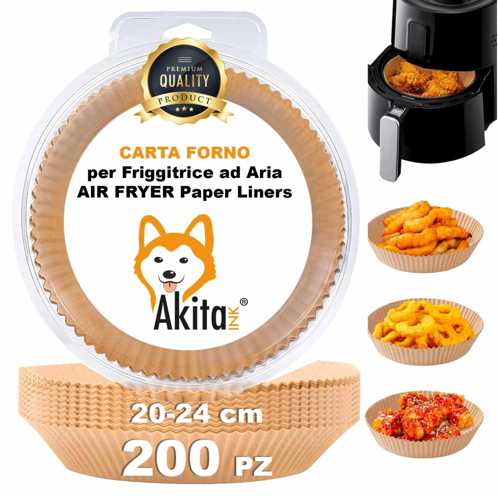 Akitaink Carta Friggitrice Aria 200 Fogli Rotondi 20 24cm