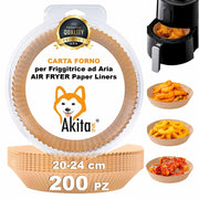 Akitaink Carta Friggitrice Aria 200 Fogli Rotondi 20 24cm