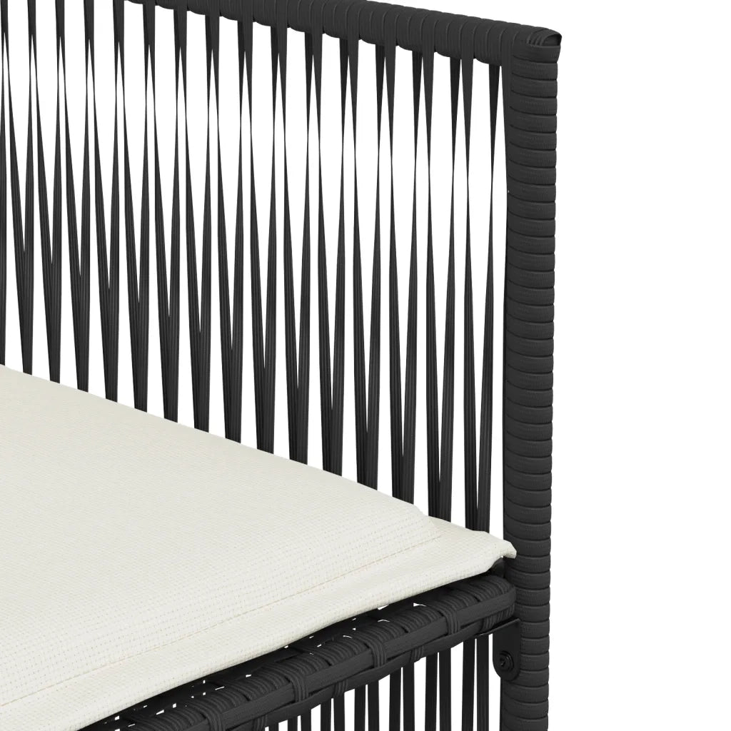 Set da Pranzo da Giardino 7 pz Nero con Cuscini in Polyrattan
