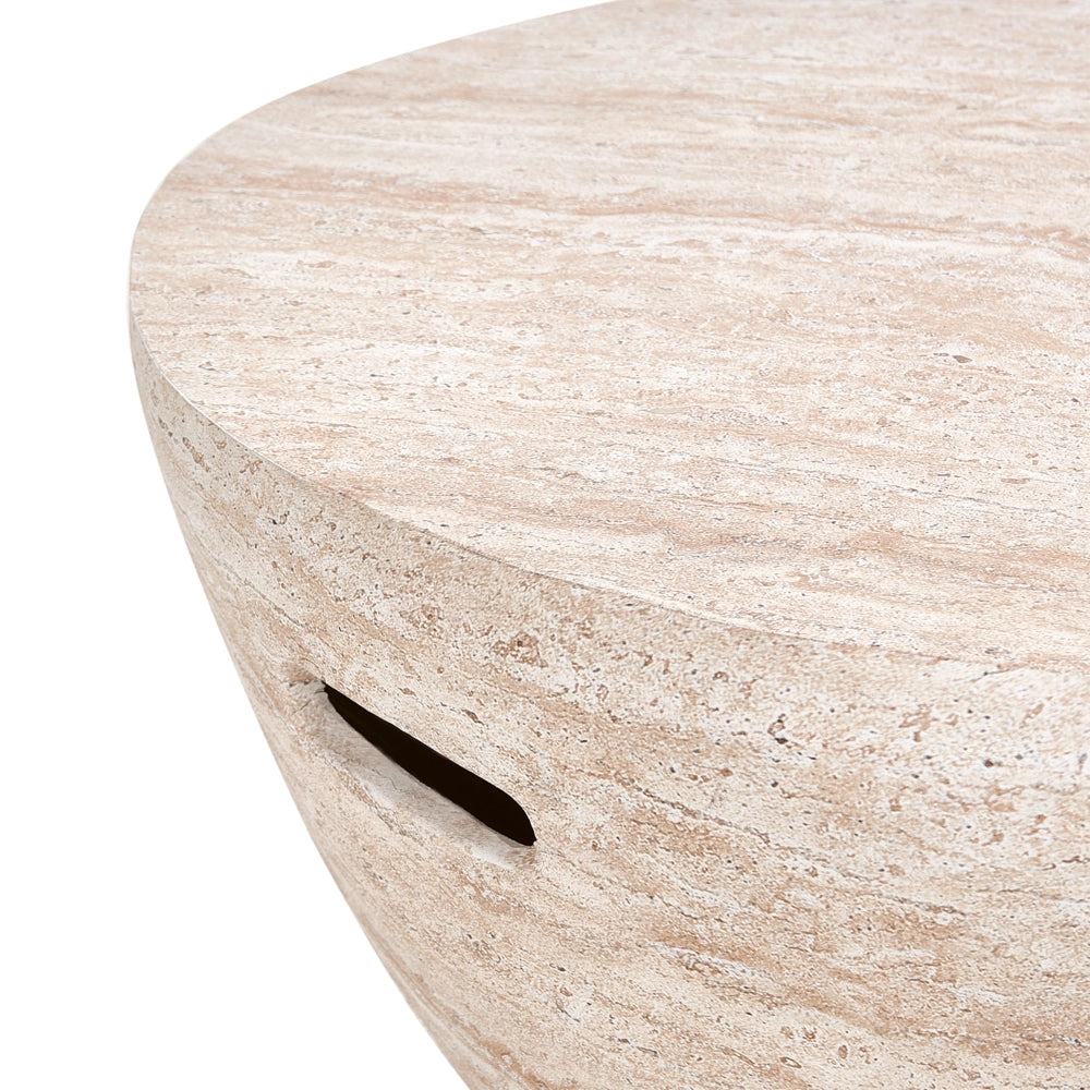 Tavolino effetto travertino Piano impiallacciato simil-pietra Beige  Design moderno Soggiorno