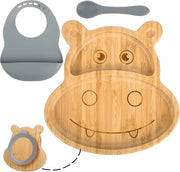 Set di servizi per bambini in bambù 9 pezzi con beccuccio - BPA libero - succhiatore di frutta in scatola regalo