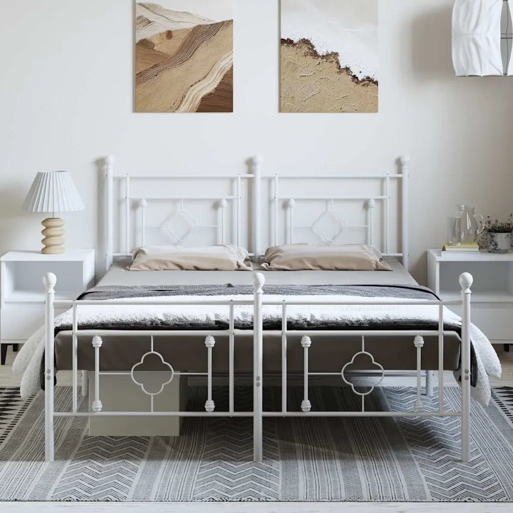 Giroletto con Testiera e Pediera Metallo Bianco 150x200 cmcod mxl 133684