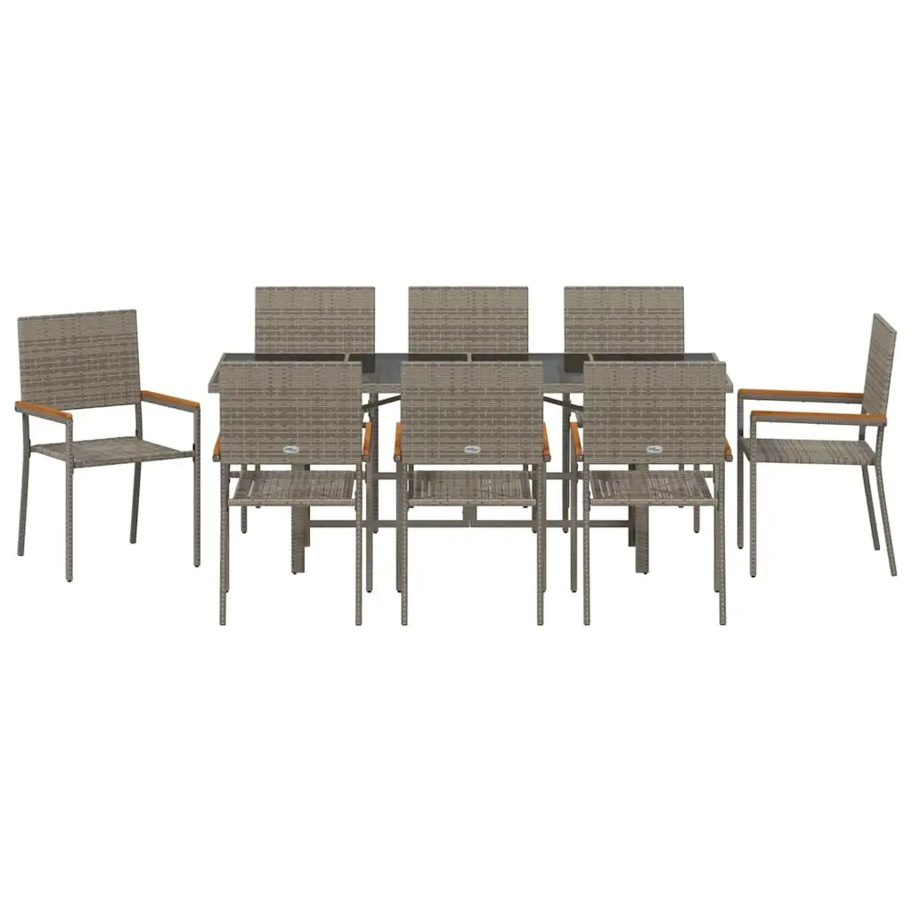 Set da Pranzo per Giardino 9 pcs Grigio polyrattan 3365428