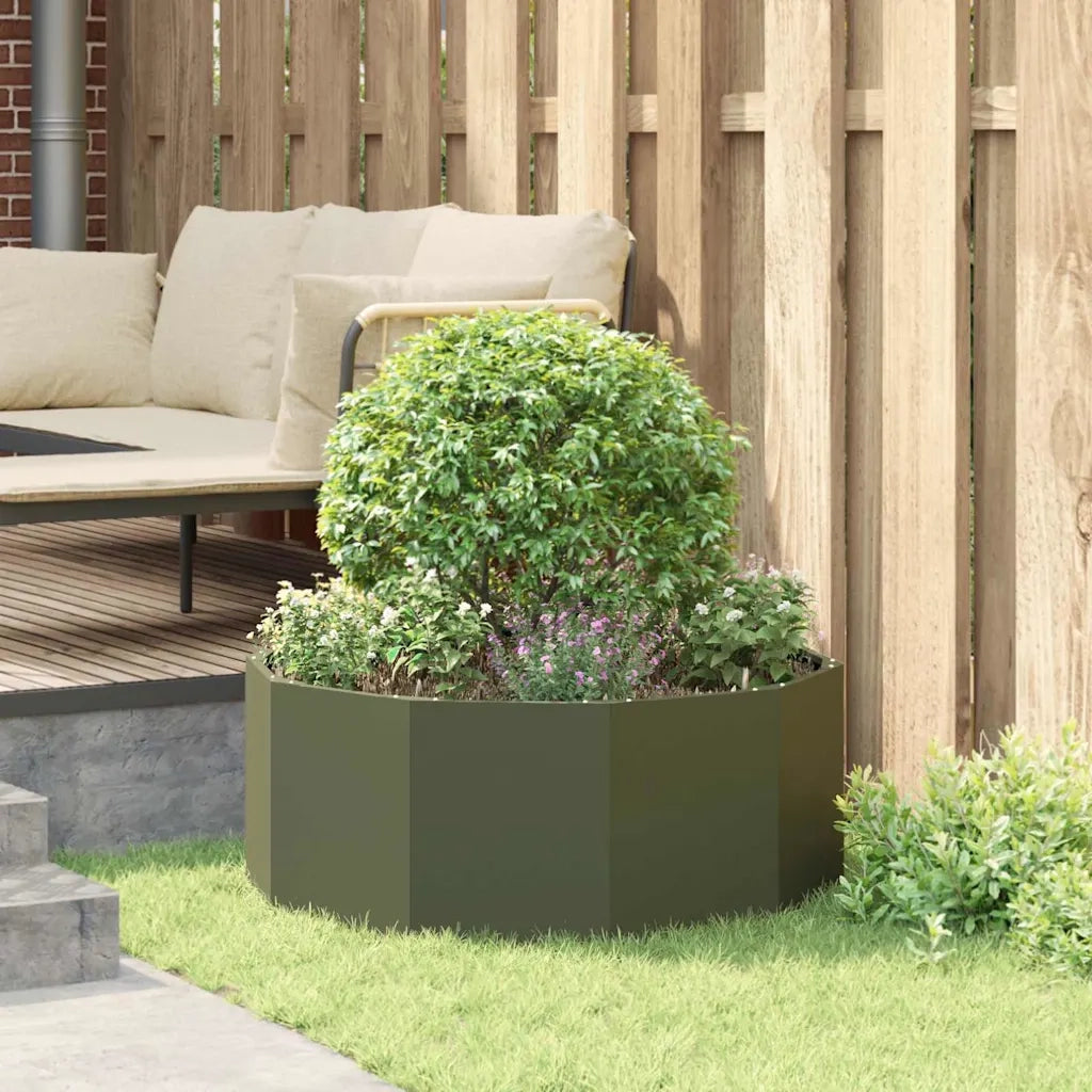 Fioriera | Cassetta per fiori | Vaso Verde oliva 90 x 90 x 35 cm Acciaio