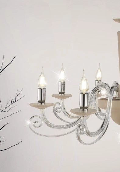 LUME PICCOLO CHERUBINI TORTORA E CROMO CON PARALUME TORTORA L.20CM 1 LUCE ATTACCO E14