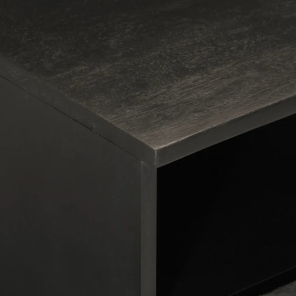 Mobile Porta TV Nero 70x33x46 cm in Legno Massello di Mango 356820