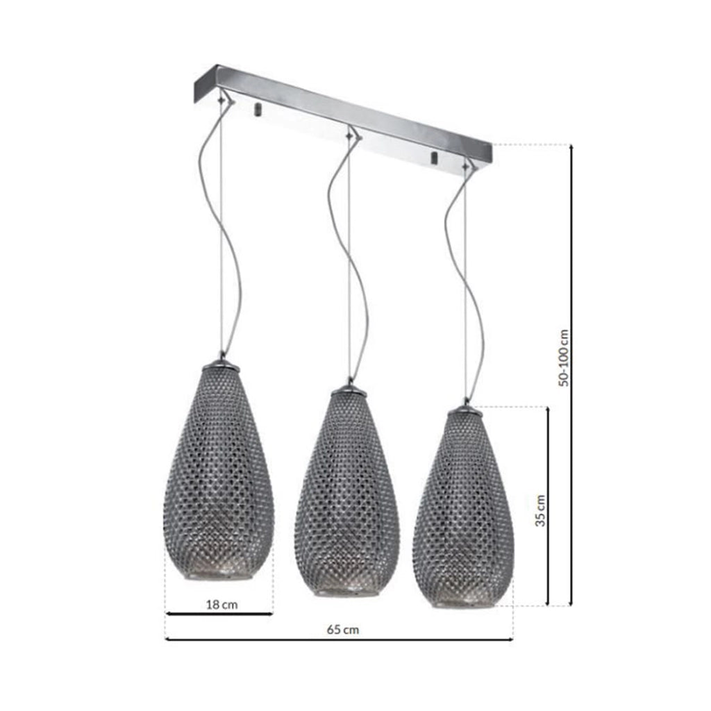 Lampadario Milagro Petra ML5481 3xE27 cromato vetro