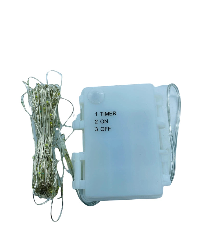 Catena luminosa led Natale filo rame 100 micro led batteria 10MT luce MULTICOLOR