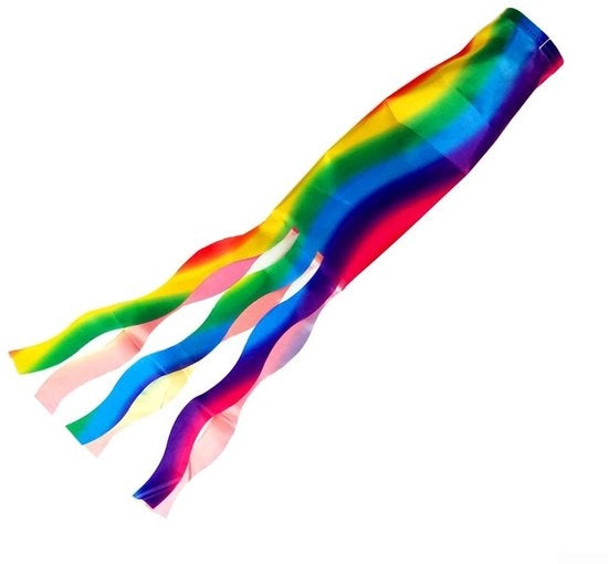 Velo di vento 70 cm - Bandiera arcobaleno - Decorazione colorata - Annuncio all'aperto - Tessuto poliestere duraturo - Resistente alle intemperie - Velo da vento