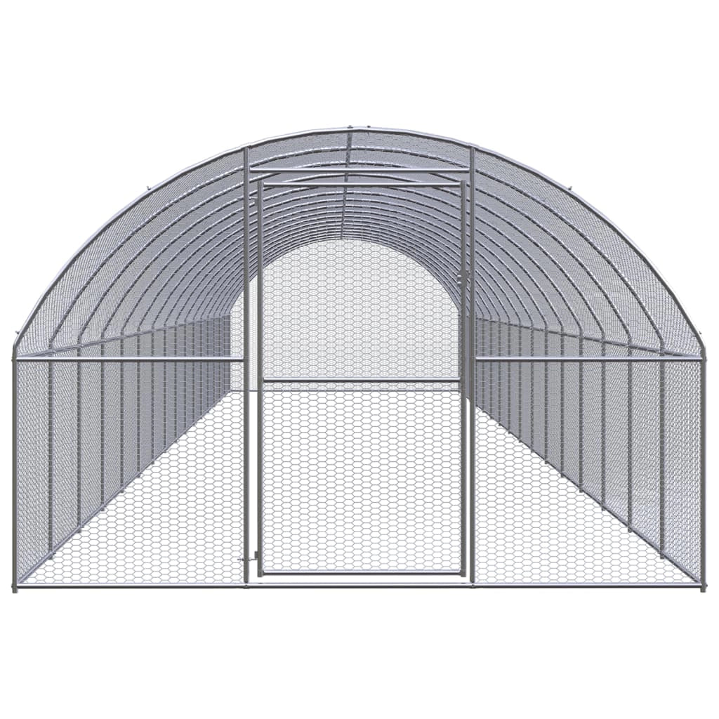Pollaio recinto per polli da esterno 3 x 16 x 2 m acciaio zincato argento 02_0044002