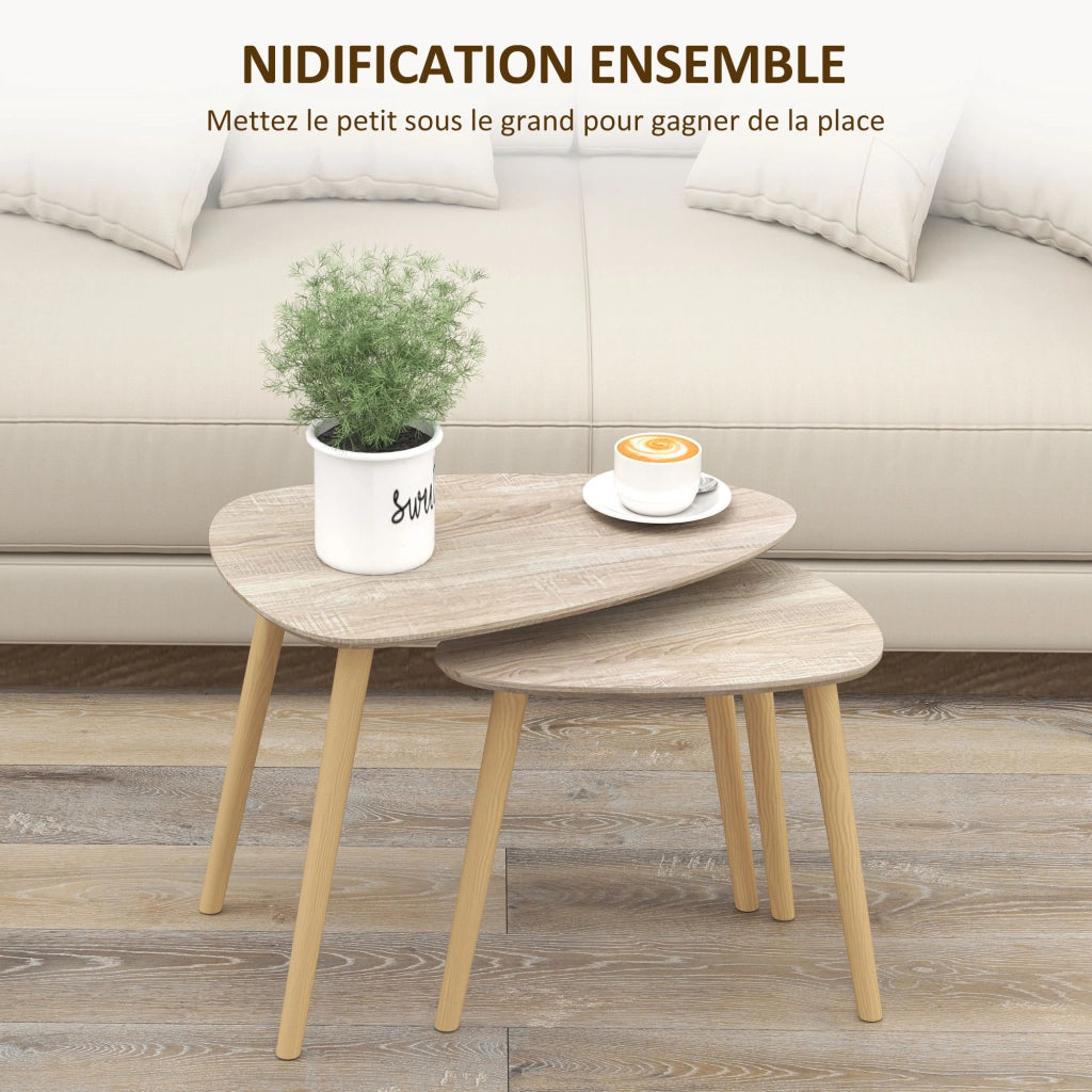 Set 2 tavolini da caff¨¨ impilabili ¨C Xylo ¨C legno naturale stile scandinavo