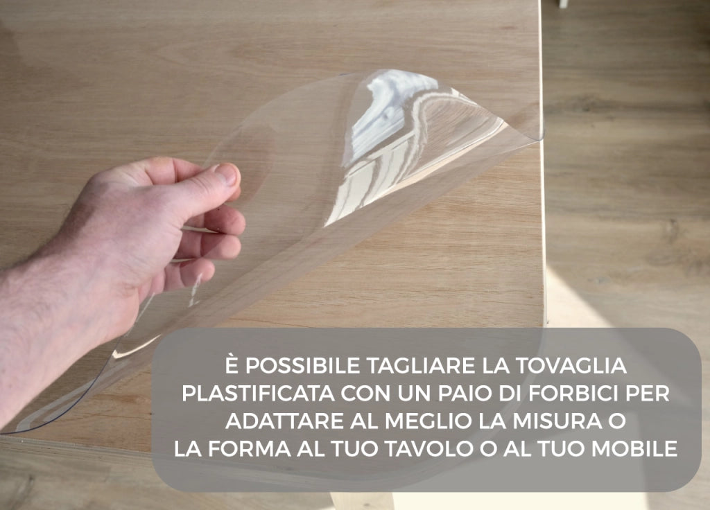 Tovaglia Antimacchia Plastificata PVC Trasparente Proteggi Tavolo Crystal 1,50mm - 100X200 - Trasparente