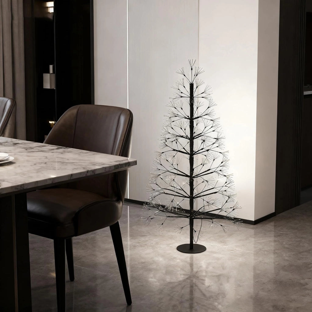 Albero di Natale a LED, 150 cm, albero luminoso, in ferro, con 1500 LED, albero di Natale con tronco rimovibile, con supporto in metallo, bianco freddo